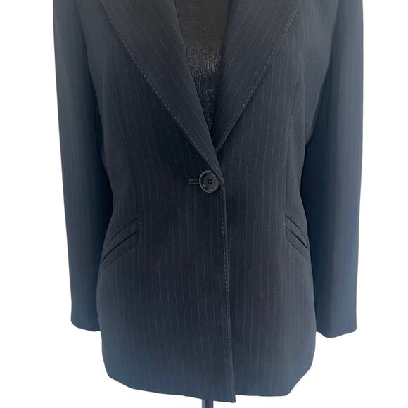 Le Suit PinStriped One Button Office Career Suit Blazer Jacket Size 10P - Picture 3 of 10